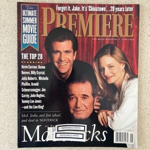 Premiere The Movie Magazine James Garner Jodie Foster - June 1994 Label Attached